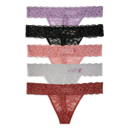 

No Boundarie s Women s Lace Thong Panties 5-Pack
