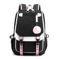 thumbnail image 1 of Fengdong Mochila Escolar de Lona con Puerto USB, Negro, Rosa, Bolsa Grande, Macuto para Adolescente, Cartera para Niña, Bolsa para Estudiante, Bolso para Libros, Moda, 1 of 4