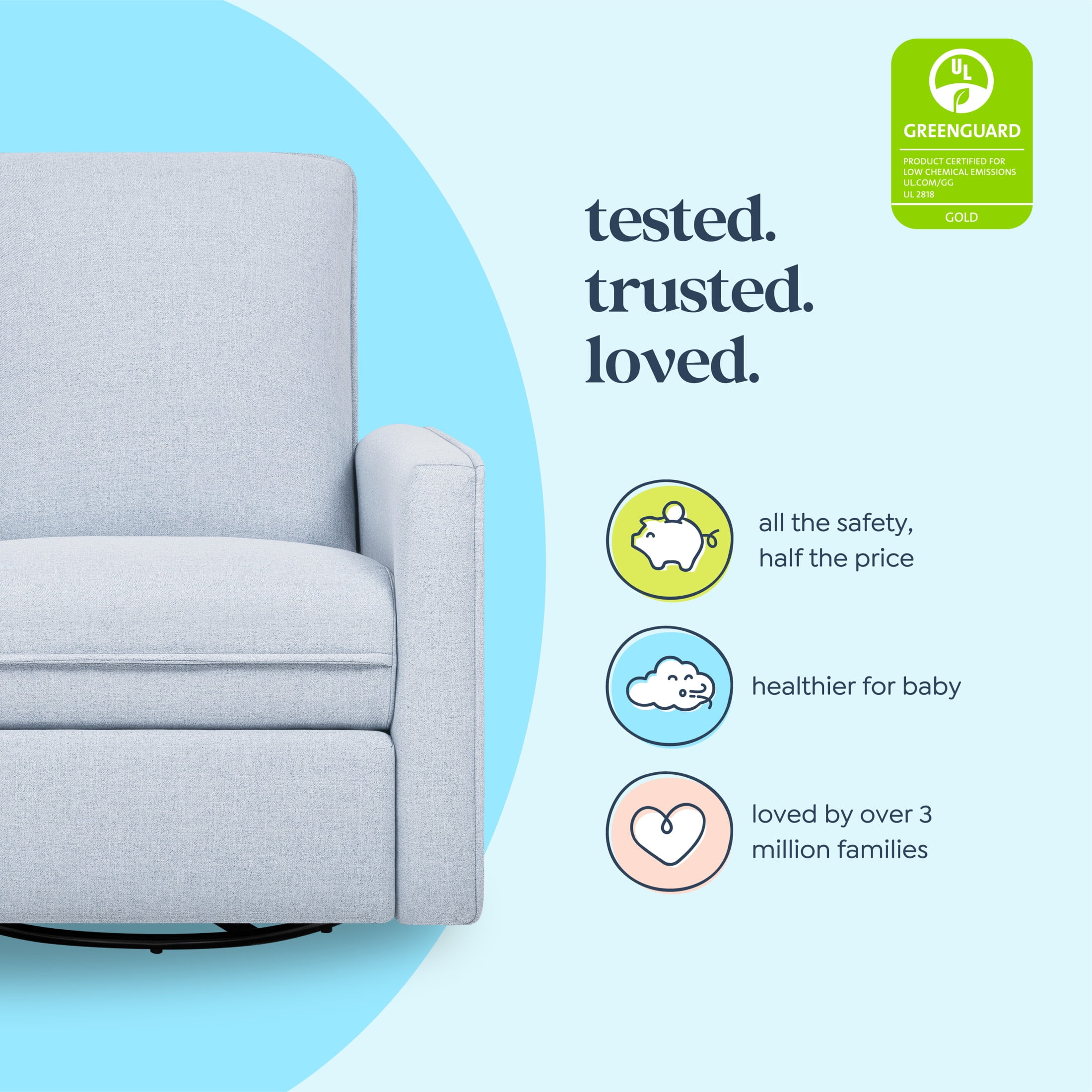 DaVinci Penny Recliner and Swivel Glider in Eco-Performance Fabric | Water Repellent & Stain Resistant