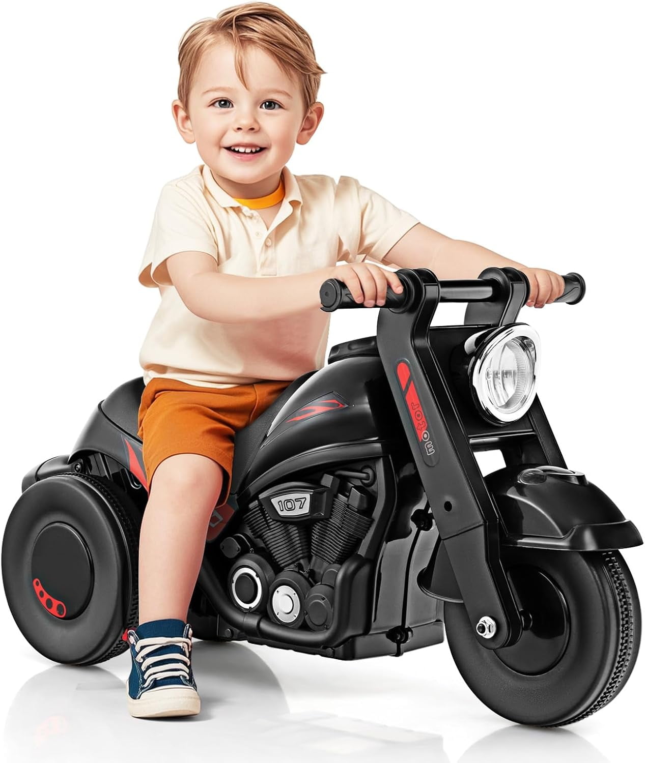 OLAKIDS Ride on Push Car, Foot-to-Floor Sliding Car for Toddlers Kids Motorcycle with Bubble Maker, Music, 3 Wheels Ride on Toys Gift for Boys Girls Aged 3-5 Years