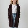 thumbnail image 2 of LTTVQM Girls Long Cardigan Sweaters Kids Oversized Open Front Knit Outerwear with Pockets Coffee 9-10 Years, 2 of 5