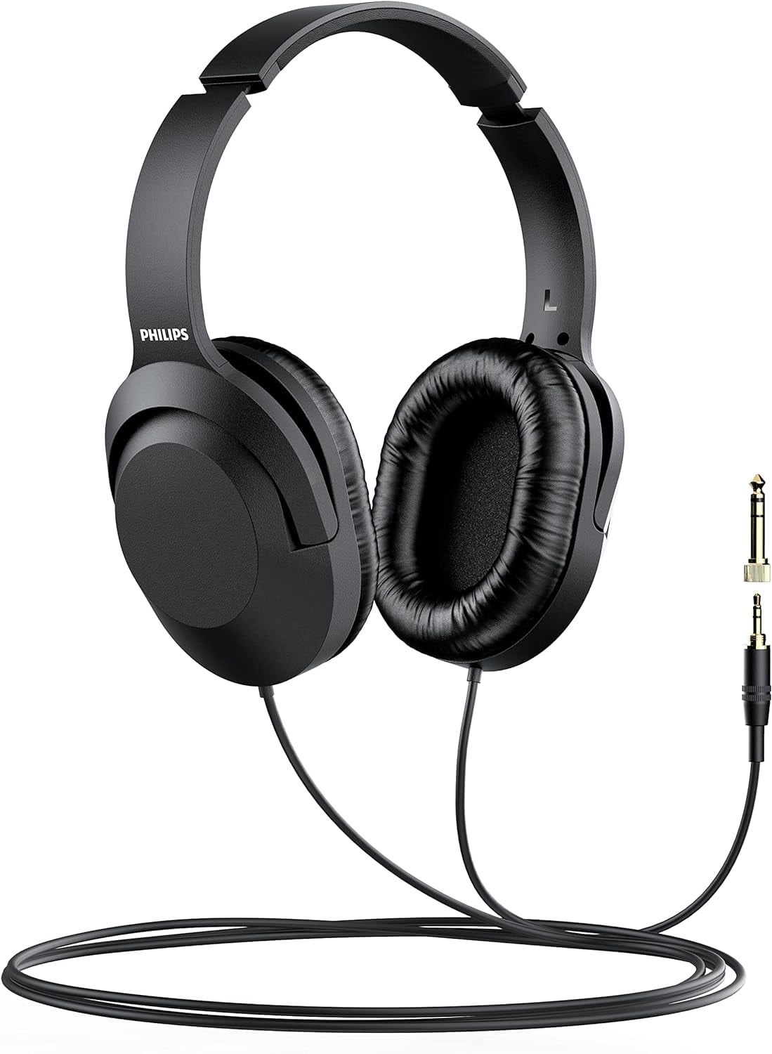 (4 pack) PHILIPS Over Ear Wired Stereo Headphones for Podcasts, Studio & Recording Keyboard and Guitar with 6.3 mm (1/4") Add On Adapter, Rotating Cups, 2 Meters Cable