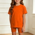thumbnail image 6 of Mifsaly Girls 2 Piece Summer Outfit Sets Crew Neck Short Sleeve T-Shirts and Stretch Biker Shorts Kids Casual Sport Home Playwear Basic Matching Clothes, 6 of 9