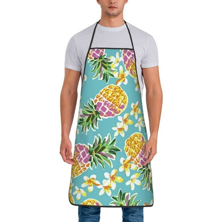 

Chef Aprons for Men and Women - Cute Pineapples Oil-Resistant Bib Aprons for Cooking Waterproof BBQ Grilling Kitchen Aprons Gifts for Women and Men
