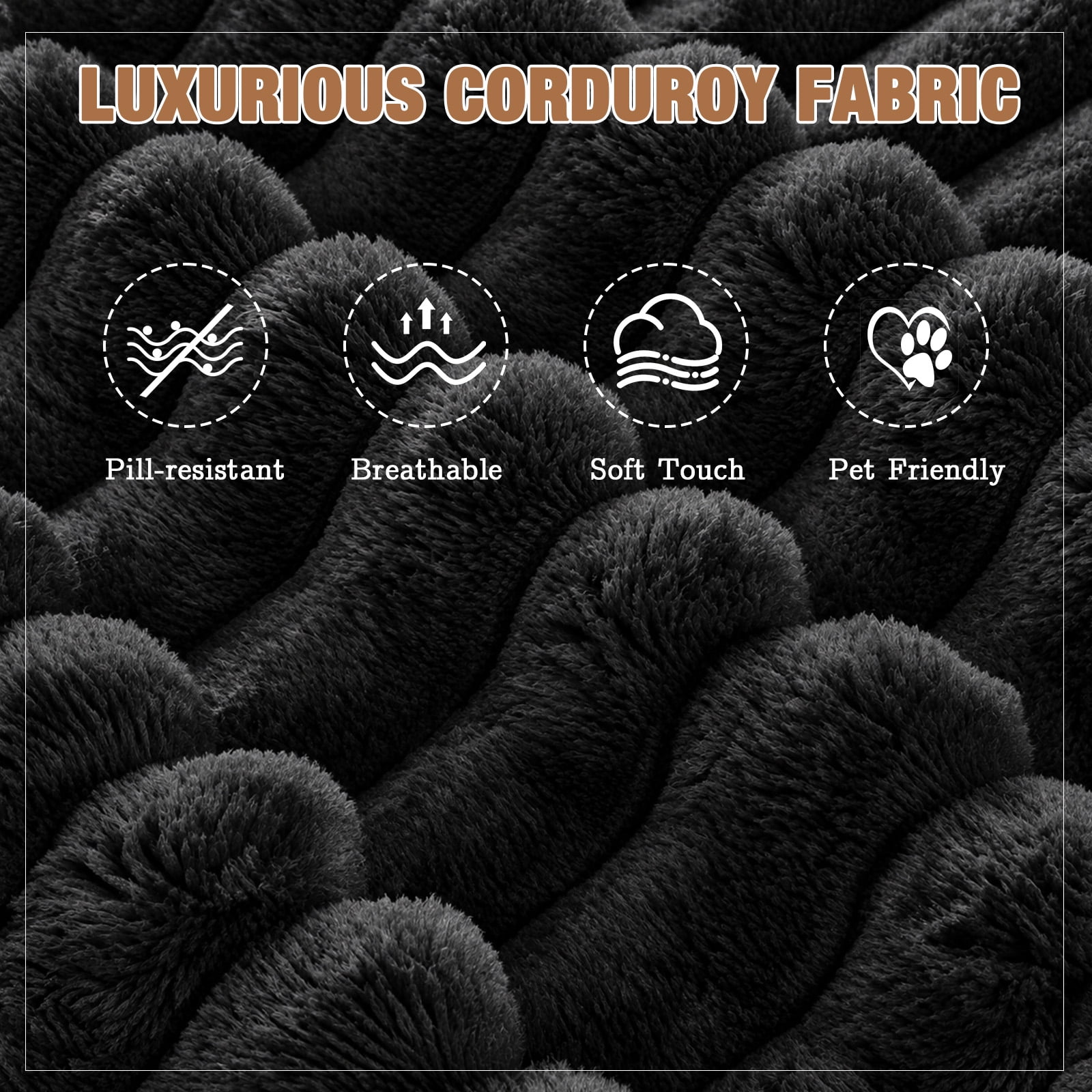 Lunale Oversized Chaise Lounge Chair Indoor Furniture, Boneless Cloud Couch with Cup Holders, Faux Fur Accent Chair for Living Room, Black