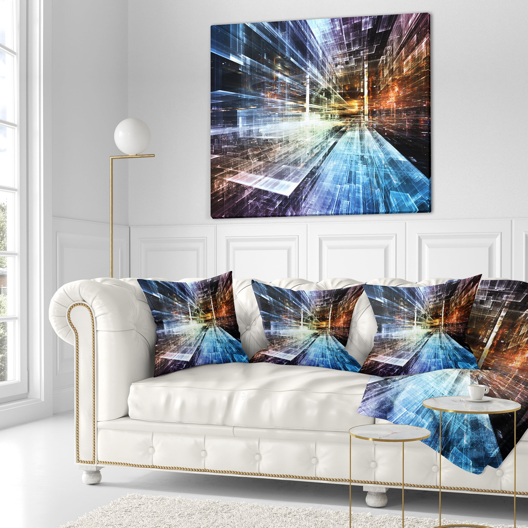 Designart Future Industry - Abstract Throw Pillow - 18x18