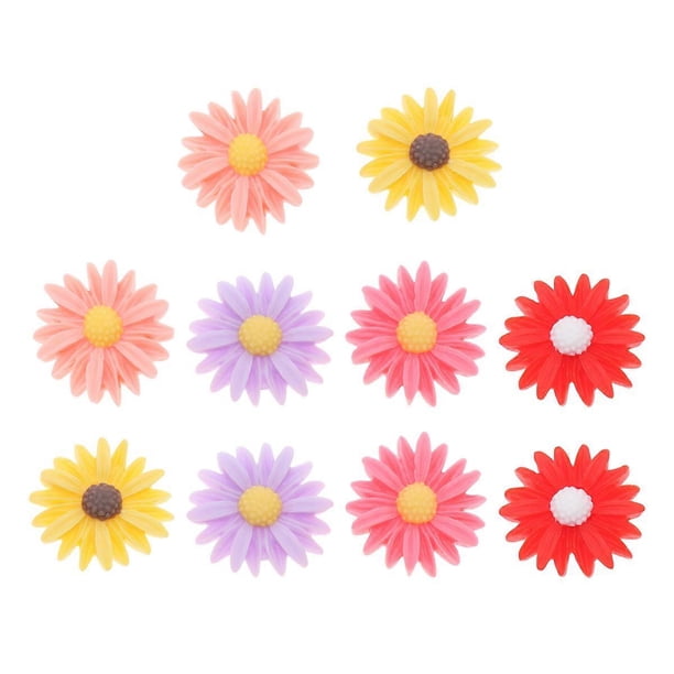 10 Pcs 2.7cm Fridge Stickers Cartoon Daisy Shaped Magnets Pottery Refrigerator Magnetic Sticker for Home Decor (Mixed Pattern)