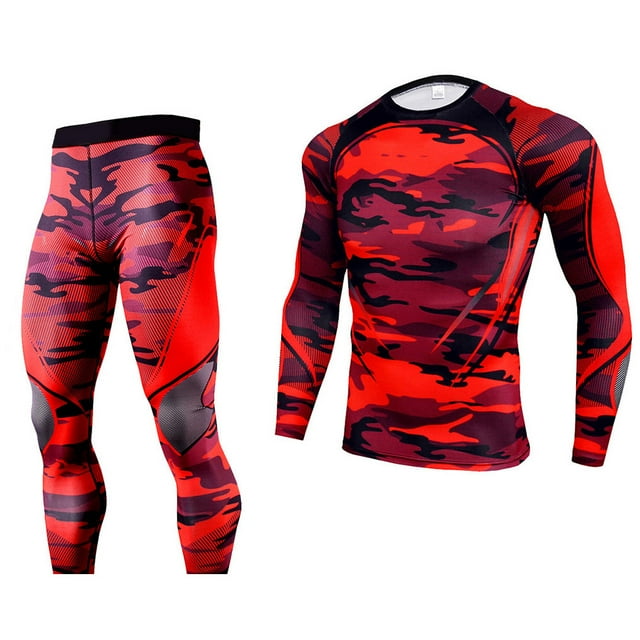 Minnieouse Traje de ropa interior térmica para hombre Calzoncillos largos Función de deportes al aire libre de invierno Ropa de ciclismo Fitness conjuntos de ropa Rojo SG Minnieouse AP013677-02