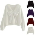 thumbnail image 6 of Women Pullover Sweater Valentine'S Day Elegant Knit Pullover Sweater With 3D Bow Tie Collar For Festive Soft Winter Yarn Top Purple Xxl, 6 of 7