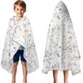 thumbnail image 3 of Pioneer Flower Floral Print Pattern Hooded Bath Towel，50"x30" for Ages 3 To 12 Kids, Quick Dry Lightweight Soft Microfiber Hood Beach Towel Cover Up for Kids, 3 of 7