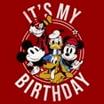 thumbnail image 2 of Men's Mickey & Friends It's My Birthday Group Shot Graphic Tee Red X Large, 2 of 5