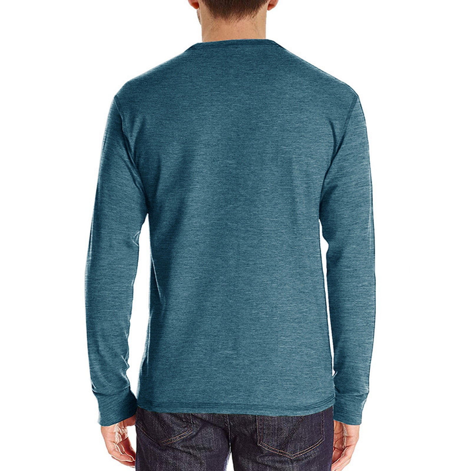 Men Casual Long Sleeve Henley Shirt Fall Winter Lightweight 1/4