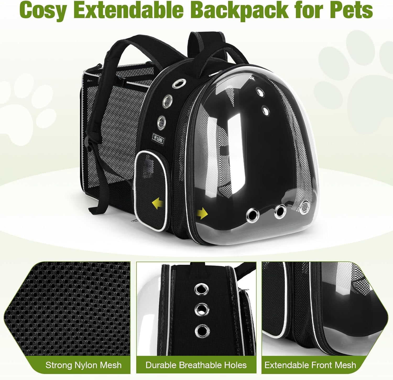 Cat Bubble Backpack Carrier - Expandable Large Space Cat Backpack for Kitty Small Dog up to 18lbs, Transparent Pet Carrier for Travel, Hiking, Walking & Outdoor, Gray