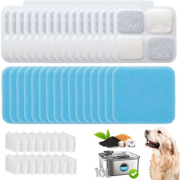 16 16 Pack Replacement Filters Compatible with Oneisall 10L/2.64Gal Stainless Steel Dog Water Fountain, Includes 16 Filters & 16
