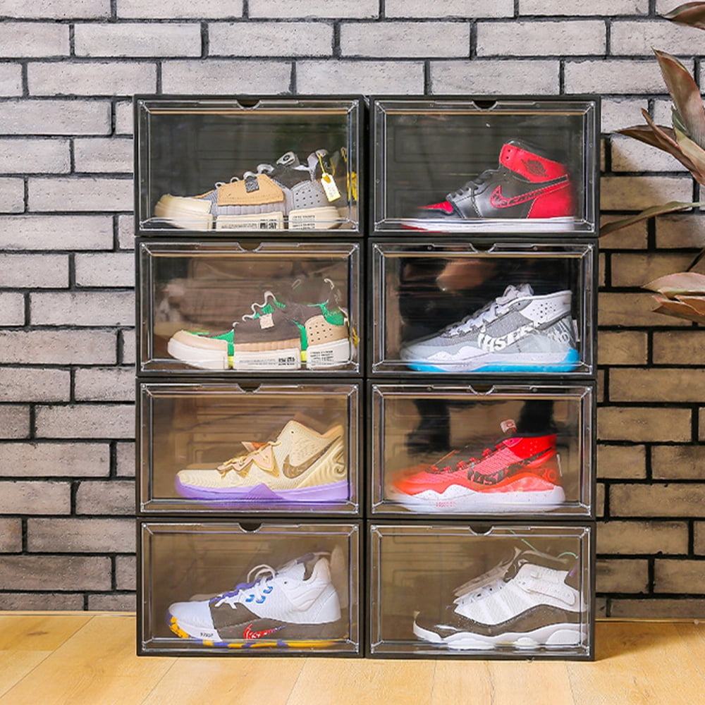 Shoe Box, 4/8/12x Stackable Clear Shoe Storage Box Sneaker Bins Shoe Container Organizer for Women Men Walmart.com