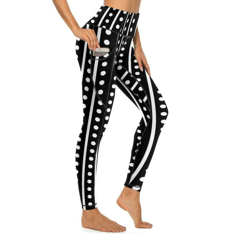 Striped Polka Dot Yoga Pants Sexy Black and White Design Leggings