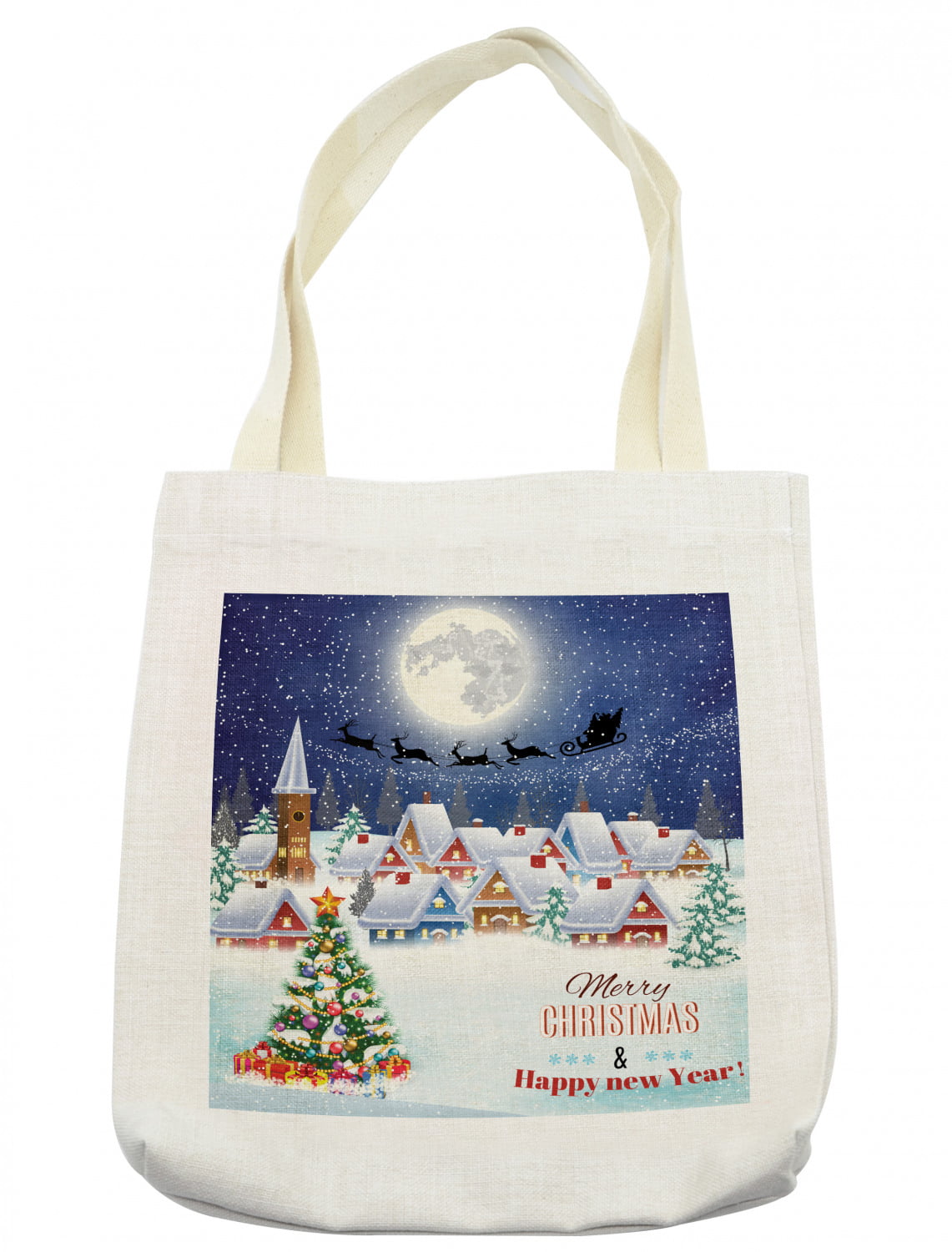 Large Christmas Holiday Santa 16.5" X 16.5" Reusable Eco Shopping Tote Gift Bags 