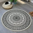 thumbnail image 2 of Round Area Rugs Washable Chic Bohemian Mandala Hand Woven Cotton Round Rug with Tassels Indoor Throw Area Rug Circle Carpet for Living Room Kids Room, 2 of 5