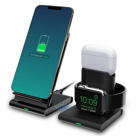 Wireless Charger, 3 in 1 Wireless Charging Station, Detachable Magnetic Wireless Charging Stand Fit for Apple iWatch, iPhone 12, 12 Pro, 12 Pro Max, 12 Mini, 11, 11 Pro Max, XS, XR
