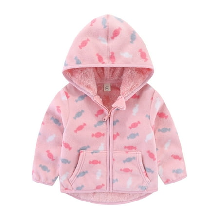 

RPVATI Baby Toddler Child Children Kids Long Sleeve Hooded Jacket Cartoon Printed Zip Up Clothes Warm Pockets Fleece Outerwear 1Y-6Y