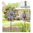 thumbnail image 3 of Mesmerizing Copper Lily Wind Spinner Dual-Tone | Petal-in-Petal Design | Rotors | Brushed Copper & Antique Blue |All | 24" Wx75 H, 3 of 4