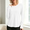 thumbnail image 5 of hotojiny Workout Tops for Women Crewneck Long Sleeve Shirts with Curved Hem UPF 50+ Sun Shirts for Hiking Running Gym Clothes(White,X-Large), 5 of 7