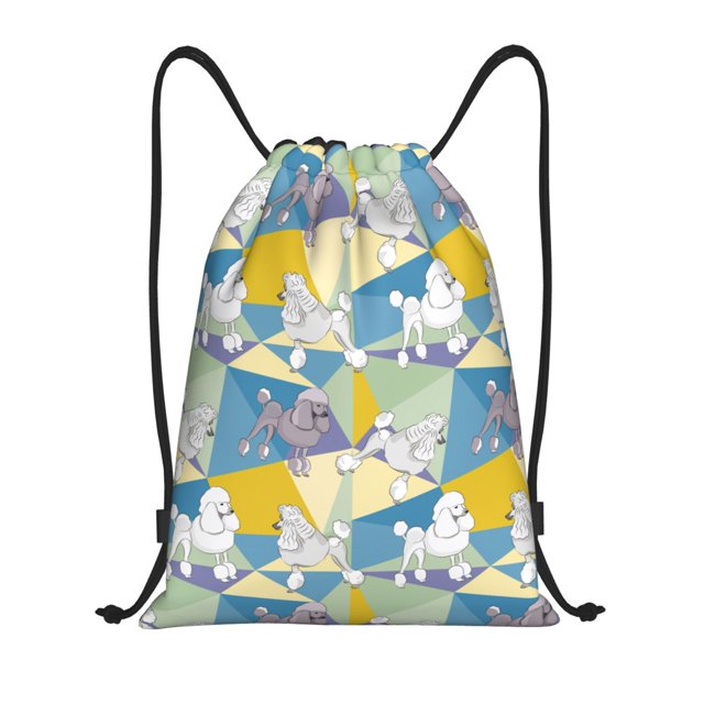 Lukts Cute Poodle Dog Pattern Drawstring Backpack Bag Sport Gym Sackpack,String Backpack Sport Bag Sack,Cinch Tote Gym Backpack-Medium