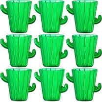 Cactus Plastic Shot Glasses – 2 oz Reusable Party Cups, Set of 12, BPA-Free, Dishwasher Safe, Green