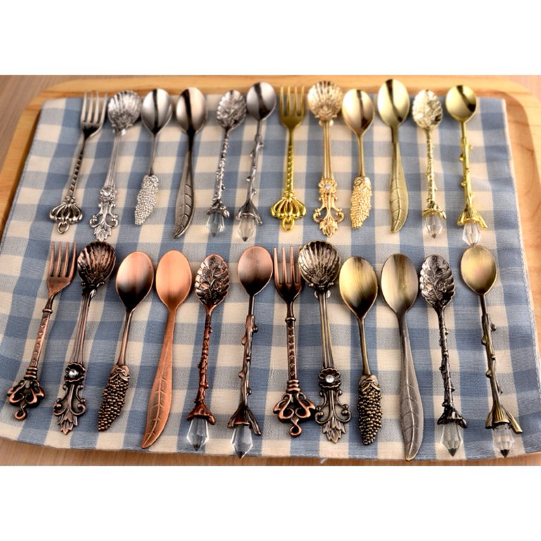 Spoon Coffee Spoon Set Vintage Table Spoon Antique Tea Spoons Coffee Royal  Style Metal Carved k Tablespoons 6 Pcs/Set 20% 