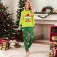 thumbnail image 4 of Matching Family Christmas Pajamas, Green Print Long Sleeve Tops with Pants, Holiday Sleepwear for Women Men and Family, 4 of 6