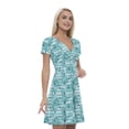 thumbnail image 1 of Women’s A Line Polka Dots Summer Dress, Retro Triangle Arrangement, Cross Wrap V Neck, 6 Sizes, by Ambesonne, 1 of 2