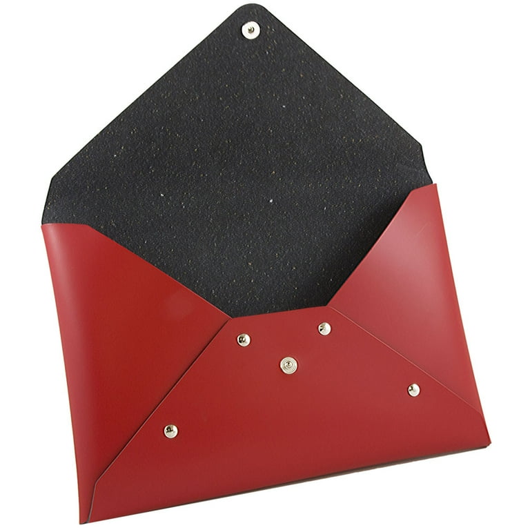 JAM Italian Leather Snap Portfolio, 6.1x9x.75, 1/Pack, Red