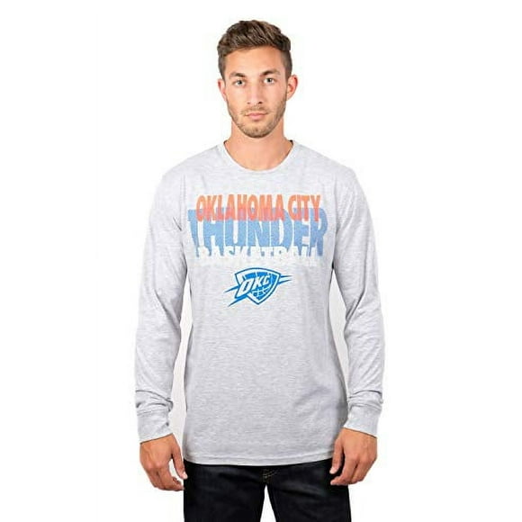 Ultra game NBA Oklahoma city Thunder Mens Supreme Long Sleeve Pullover Tee Shirt, Heather gray, Small