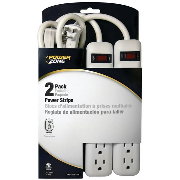 PowerZone OR7000X2 Power Outlet Strip, 6 -Socket, 15 A, 125 V