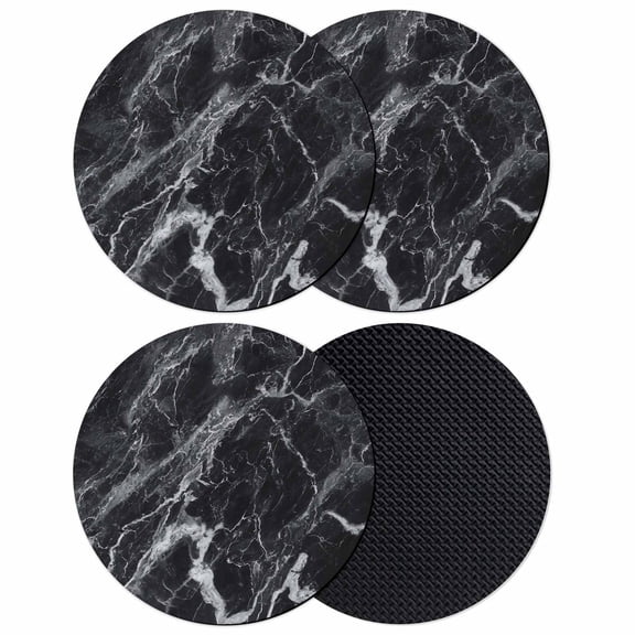 Black Marble Coasters for Drinks,Absorbent Non Slip Rubber Drink Coasters Set of 4 for Cup,Table,Bar,Home Decor, Abstract Modern Themed