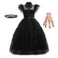 thumbnail image 3 of Addams-Disfraz de Cosplay de Wednesday para niña, Vestidos para niños, Carnaval, Pascua, fiesta de disfraces de Halloween para 3-12 años, novedad de 2023, 3 of 4