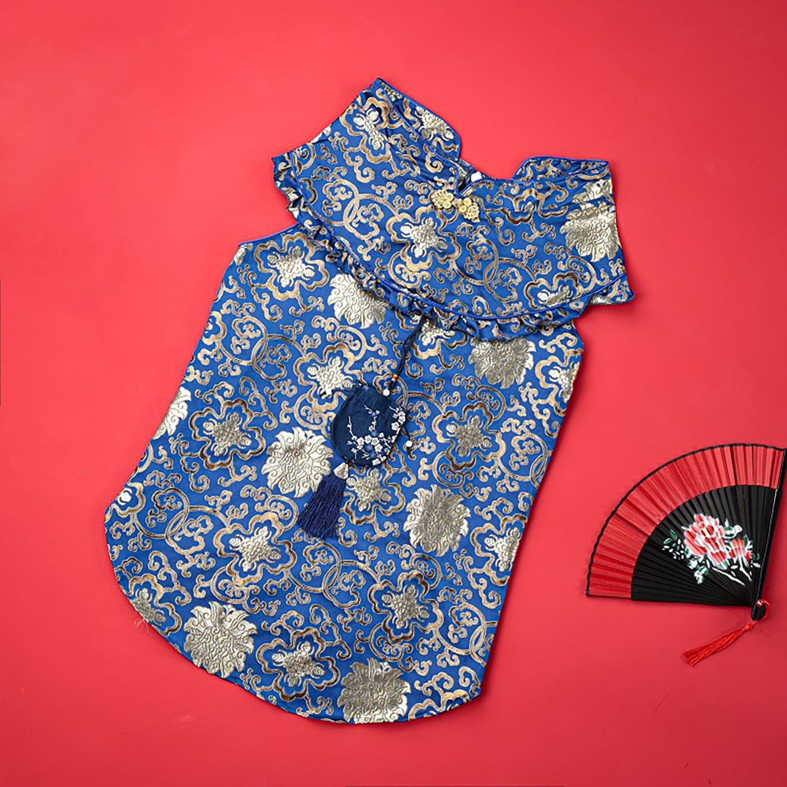 Dog Cheongsam Cat Tang Suit Chinese Traditional Pet Outfit Qipao for Cats Small Medium Dogs E - XXXL