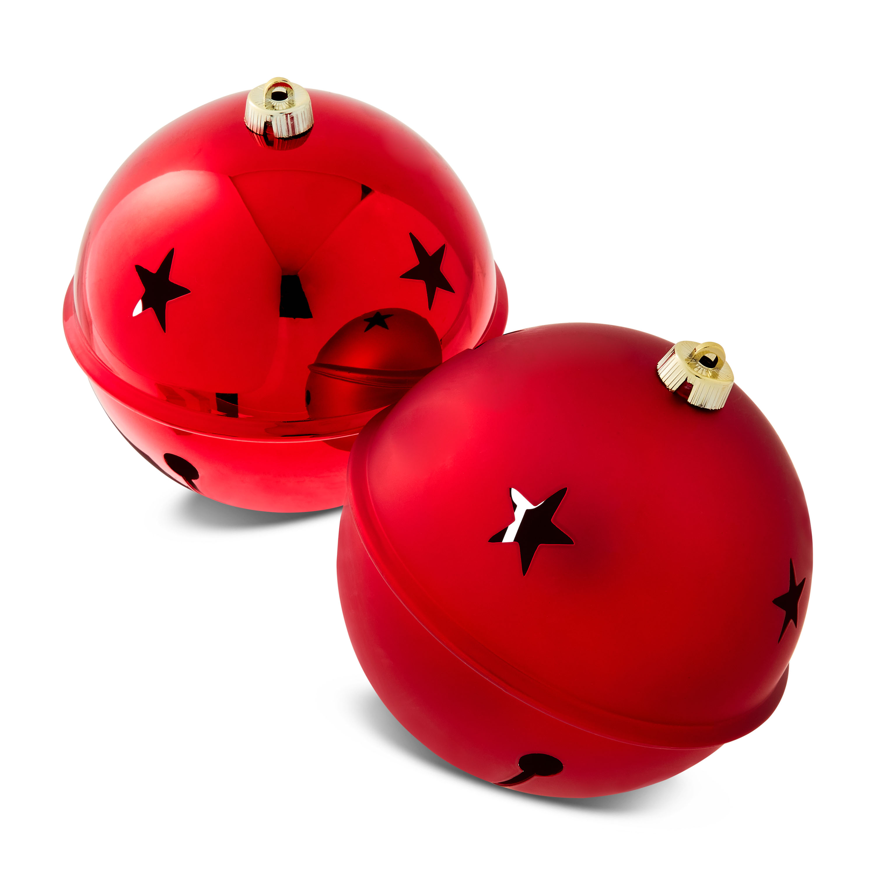 Red Jumbo Bell Shatterproof Christmas Ornaments, 7.87", 2 Count, by Holiday Time