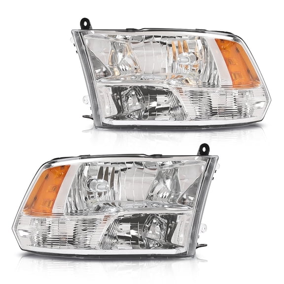 Headlight Assembly Quad Chrome Pair Fit For 2009-2018 Dodge Ram 1500 2500 3500
