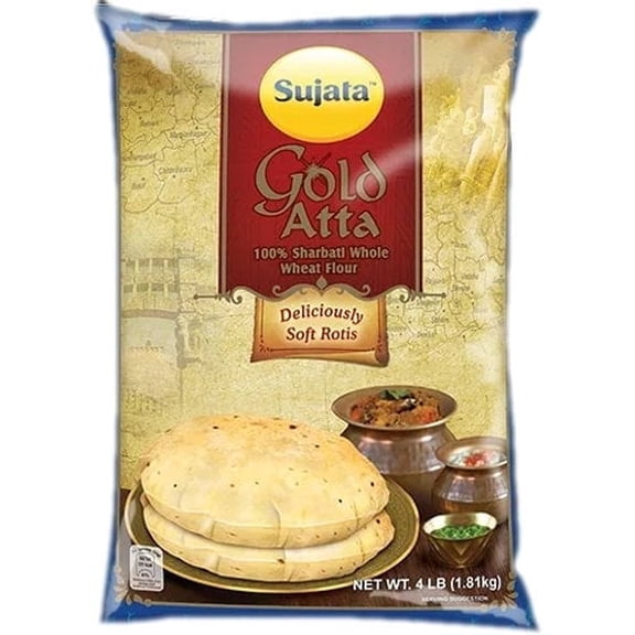 Sujata Gold Atta (Wheat Flour) - 100% Sharbati Atta - 4lbs bag