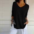 thumbnail image 2 of Womens Shirts Summer Short Sleeve Sweaters Tops V Neck Pullover Knit Shirts Loose Blouses Womens Tops, 2 of 5