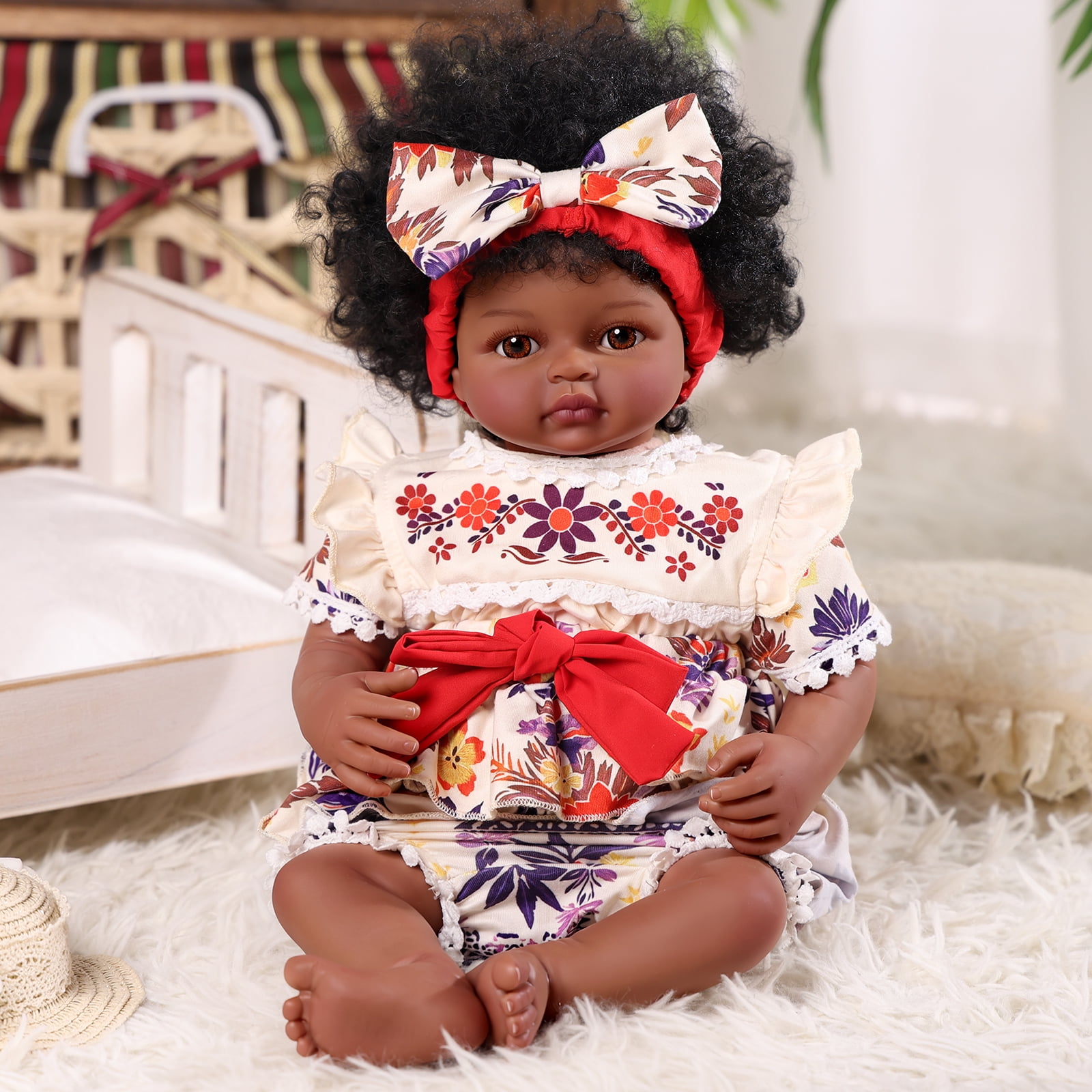 RSG Lifelike Reborn Baby Dolls Black Girl- 17 Inch Soft Body - Handmade Real Life Baby Dolls with Clothes and Toy Gift for Kids Age 3+