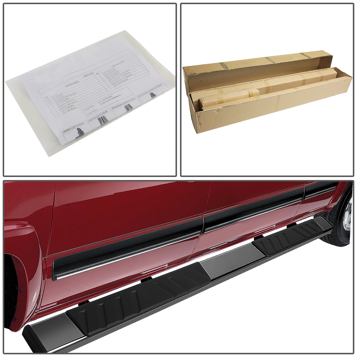 DNA Motoring 5" Side Step Nerf Bars Running Boards Non-Slip for 2007-2019 Silverado Sierra Crew Cab