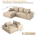 thumbnail image 2 of Wiilayok 113" L-Shape Cloud Sectional Couch with Oversized Chaise,Corduroy Fabric Modern Modular Sofa with Cup Holder, Comfy Boneless Upholstered Couches for Living Room Bedroom,Light Brown, 2 of 7