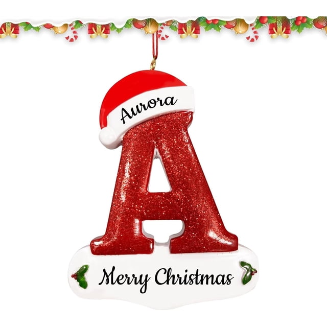 Adornos navideños personalizados, colgante personalizable con iniciales navideñas y nombre, colgantes para decorar el árbol de Navidad, personaliza tu nombre y adornos navideños con bendiciones, adorn