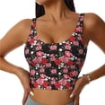 thumbnail image 2 of Picia Rose Flowers Sports Bra for Women,Padded Strappy Sports Bras Medium Support Yoga Bra with Removable Cups,Running Yoga Bra-Large, 2 of 9