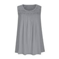 thumbnail image 4 of Mrat Summer Tank Tops for Women Women's Casual Solid Color Crewneck Sleeveless T-Shirt Pleated Tank Blouse Tops S-5 Gray S, 4 of 8