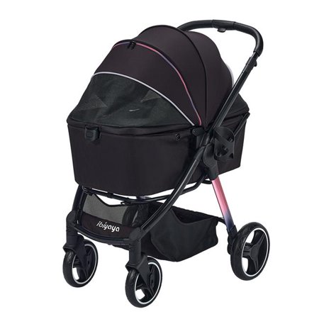 UPC: 4715243344823 | Ibiyaya FS2102-BK Retro Luxe 4-Wheel Luxury Dog-Cat Stroller with Two Openings Foldable Pet Pram Prism Black – Medium