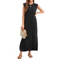 thumbnail image 2 of Fantaslook Womens Maxi Dress Round Neck Sleeveless Sundress Loose Split Wrinkle-Free Summer Long Dresses with Pockets, 2 of 8