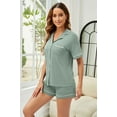 thumbnail image 3 of GEX Womens Bamboo Viscose Pajamas Set Cooling Super Soft 2 Piece PJ Set Button-Down Short Sleeve Sleepwear S-XXL (Sage Green), 3 of 7